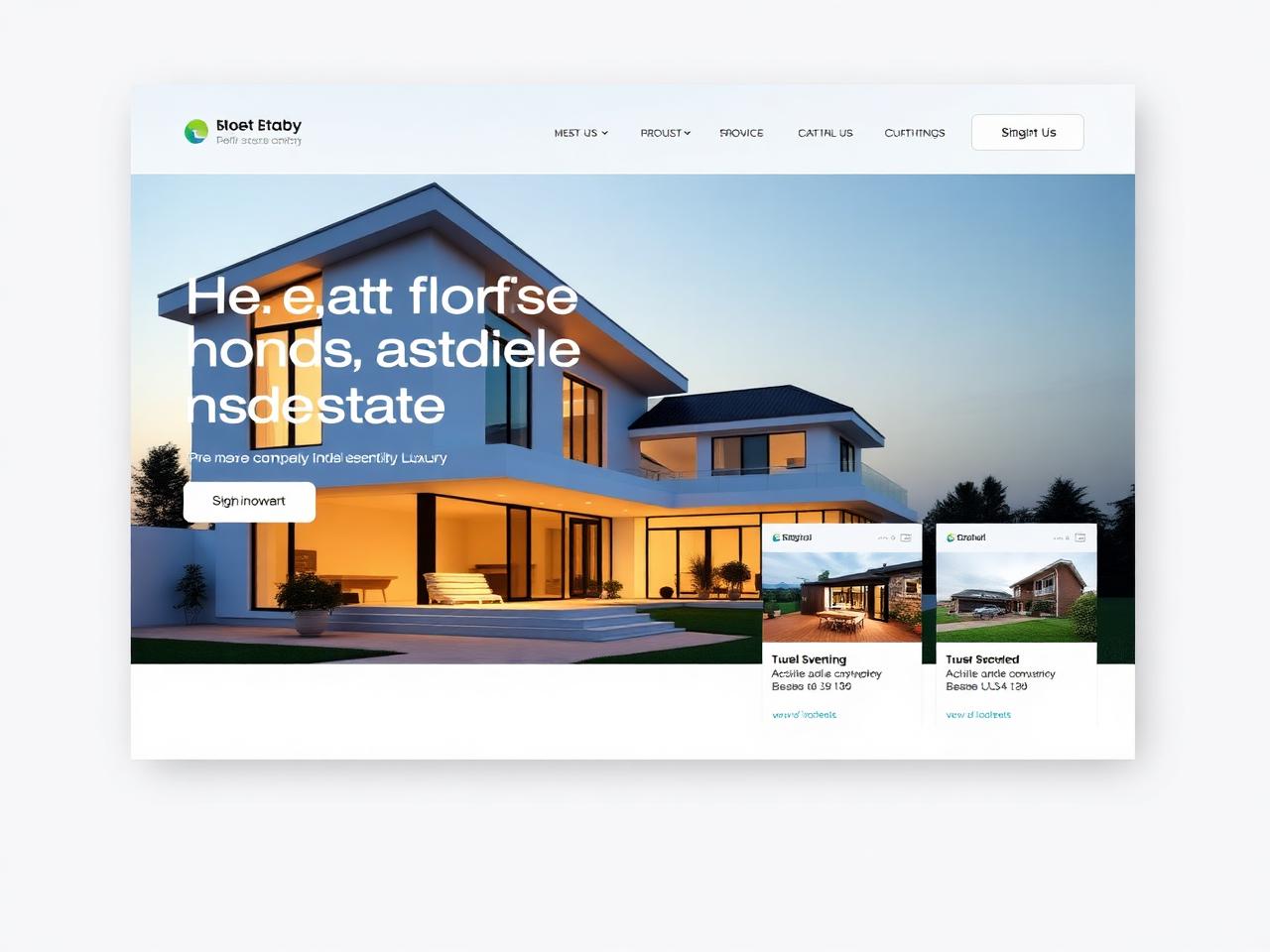 Démonstration de site web pour une agence immobilière, design lumineux avec annonces